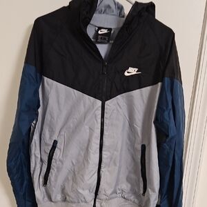 Nike Men's Black, Gray, and Blue Windbreaker